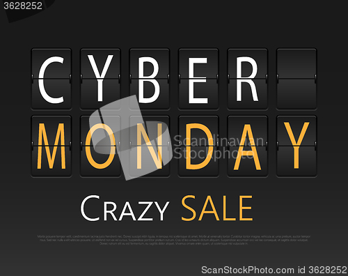 Image of Cyber monday, mechanical panel letters. 