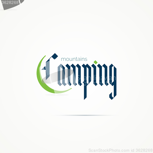 Image of Camping logo writing in modern gothic font. 