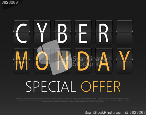 Image of Cyber monday, mechanical panel letters. 