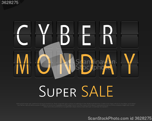 Image of Cyber monday, mechanical panel letters. 