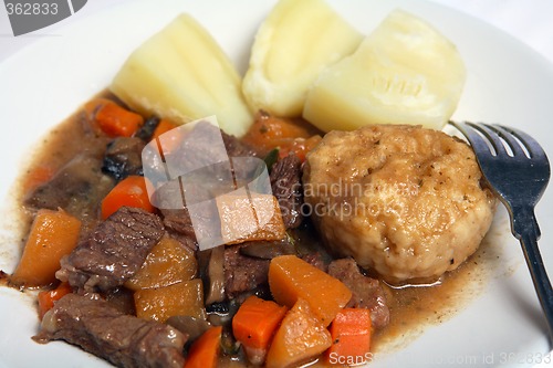 Image of Beef stew suet dumpling and potatoes