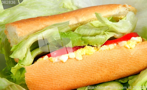Image of Egg salad in a bread stick roll