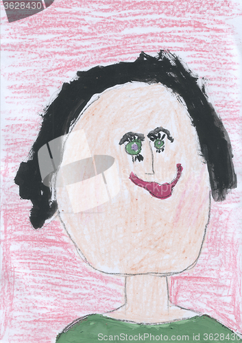 Image of Childrens drawing - black-haired girl