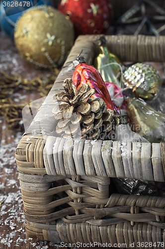 Image of Christmas decorations basket