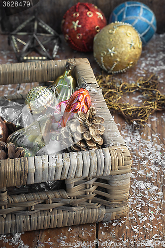 Image of Christmas decorations basket