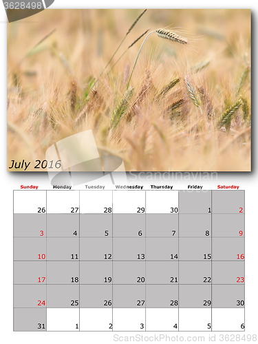 Image of july nature calendar page layout