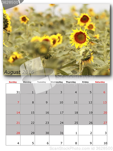 Image of august nature calendar page layout
