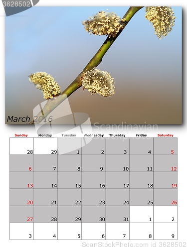 Image of march nature calendar page layout