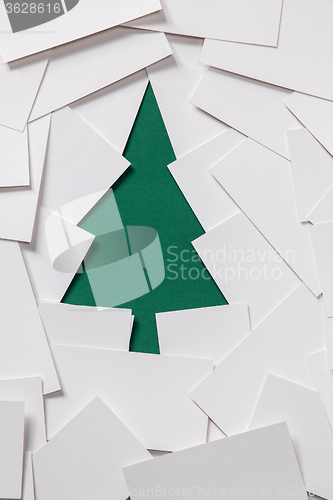 Image of Creative design of christmas background with paper for tree