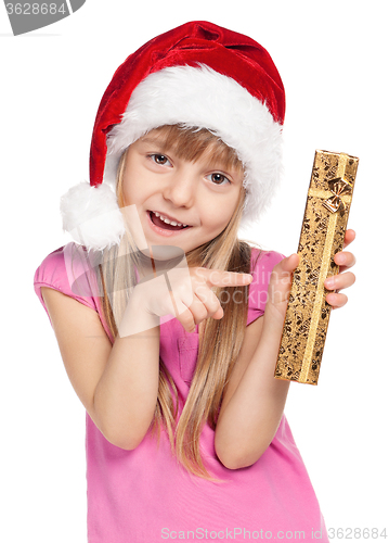 Image of Little girl with gift box