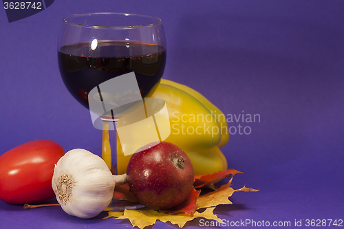 Image of wine and veggies