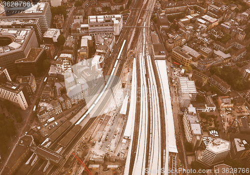 Image of Retro looking Aerial view of London
