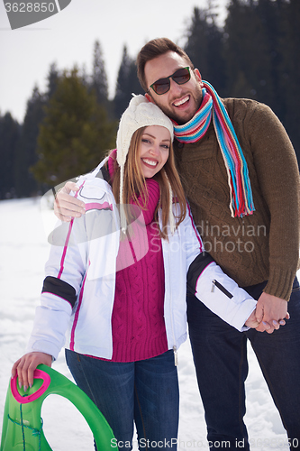 Image of romantic young couple on winter vacation