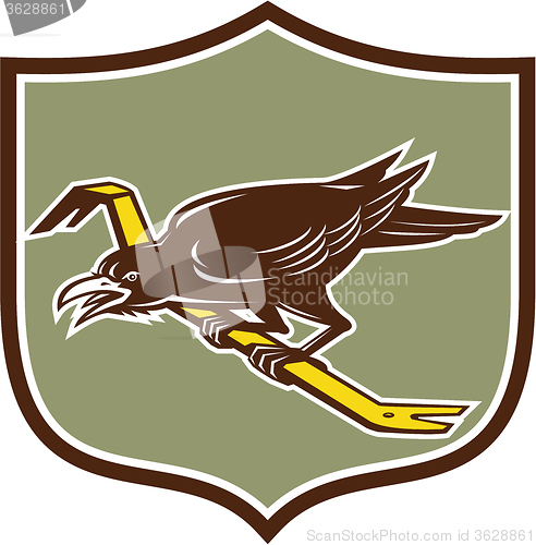 Image of Crow Perching Crowbar Crest Retro
