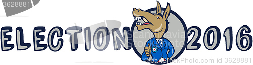 Image of Election 2016 Democrat Donkey Mascot Cartoon