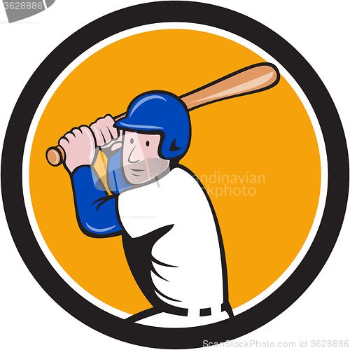 Image of American Baseball Player Batting Circle Cartoon