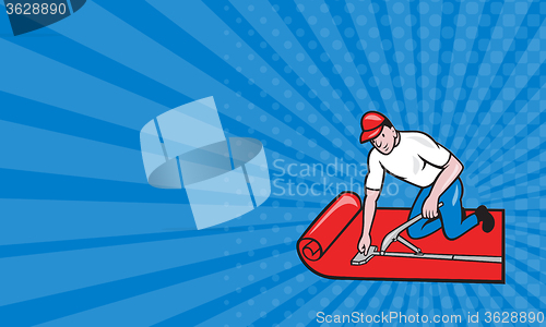 Image of Business card Carpet Layer Fitter Worker Cartoon