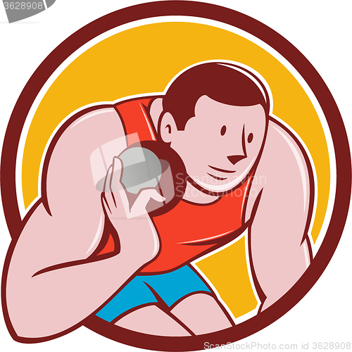 Image of Shot Put Track and Field Athlete Circle Cartoon