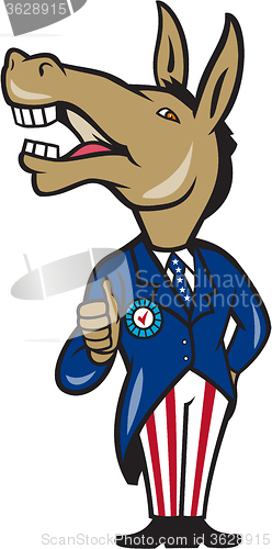 Image of Democrat Donkey Mascot Thumbs Up Cartoon