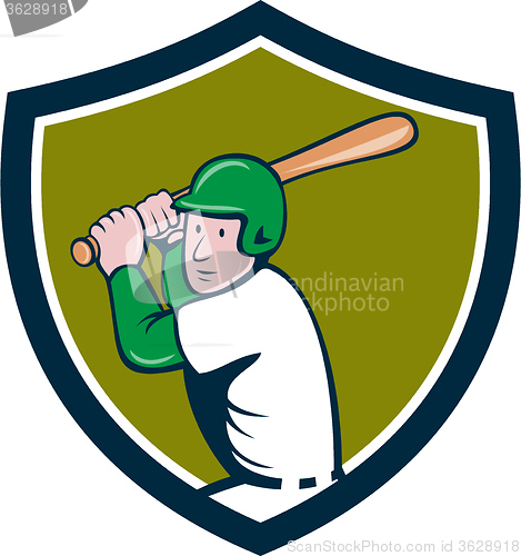 Image of American Baseball Player Batting Crest Cartoon