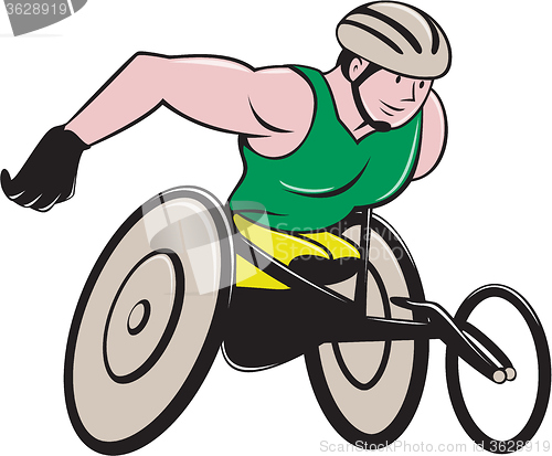 Image of Wheelchair Racer Racing Isolated