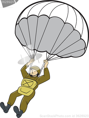 Image of American Paratrooper Parachute Cartoon