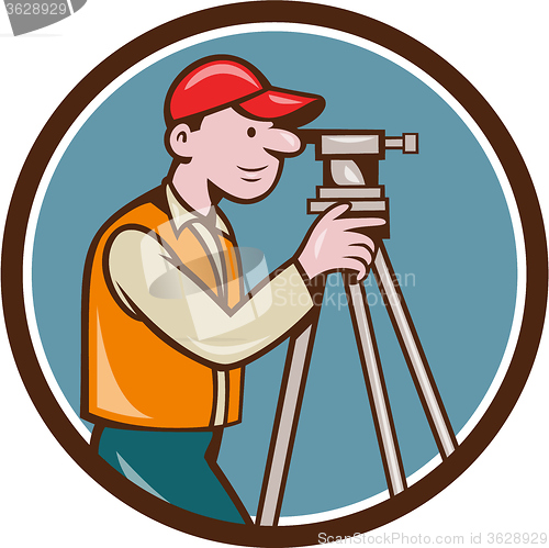 Image of Surveyor Geodetic Engineer Theodolite Circle Cartoon