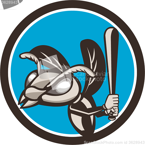 Image of Hornet Baseball Player Batting Circle Retro