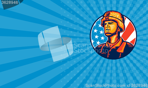 Image of Business card American Serviceman Soldier Flag Retro