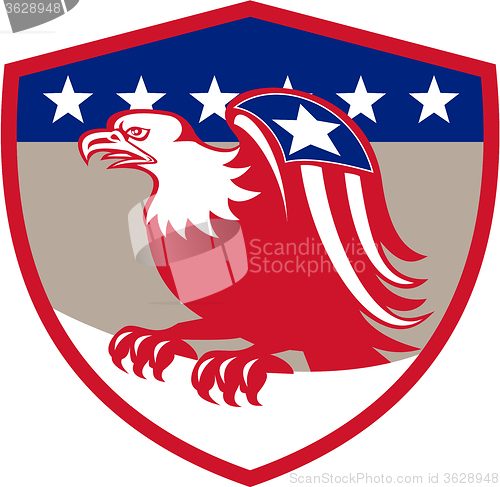 Image of American Eagle Flag Wings Perching Crest Retro