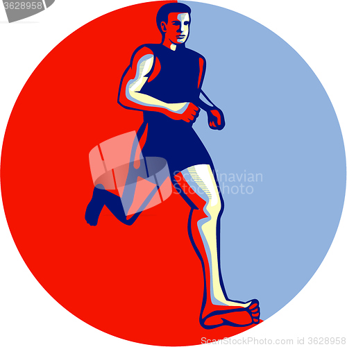 Image of Barefoot Runner Running Front Circle