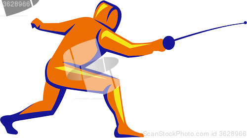 Image of Fencing Thrust Side View Retro