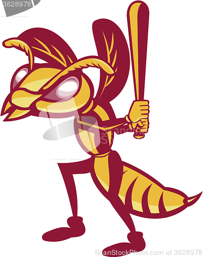 Image of Hornet Baseball Player Batting Isolated Retro