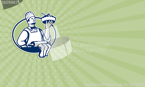 Image of Business card Baker Chef Cook Serving Pie Retro