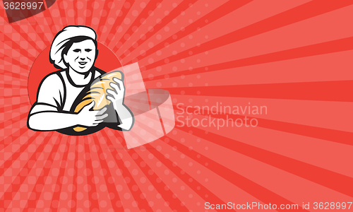 Image of Business card Baker Holding Bread Loaf Retro