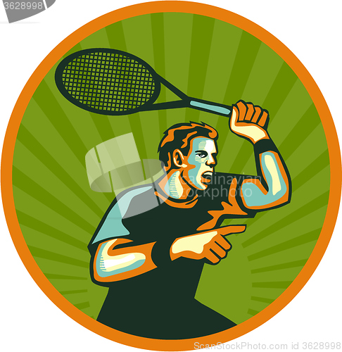 Image of Tennis Player Racquet Circle Retro