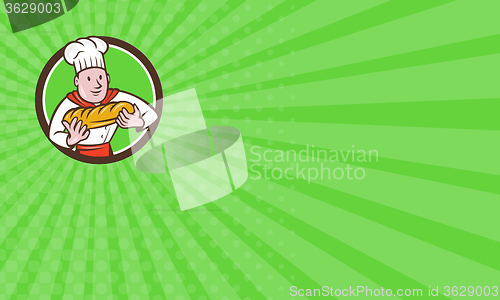 Image of Business card Baker Holding Bread Loaf Circle Cartoon