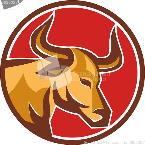 Image of Texas Longhorn Bull Head Circle Retro