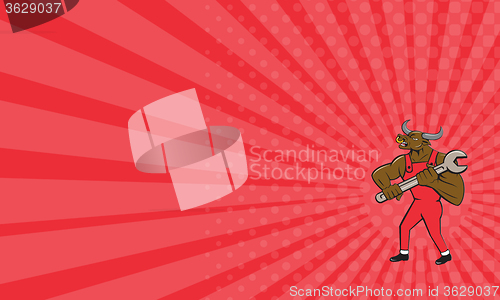 Image of Business card Mechanic Minotaur Bull Spanner Isolated Cartoon