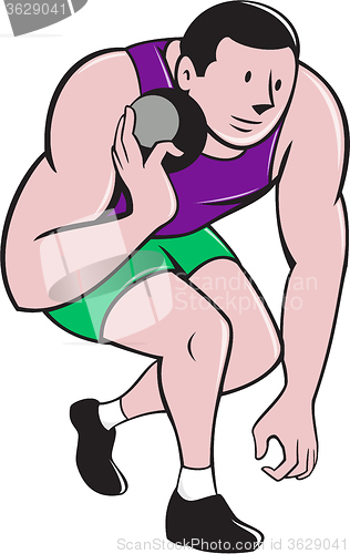 Image of Shot Put Track and Field Athlete Cartoon