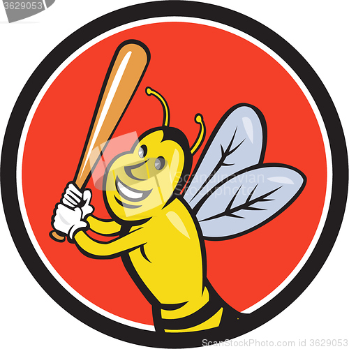 Image of Killer Bee Baseball Player Batting Circle Cartoon