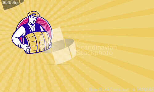 Image of Business card Bartender Carrying Beer Keg Retro