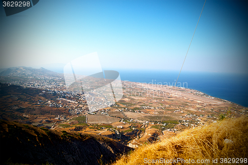 Image of in cyclades  europe the sky sea and village from hill