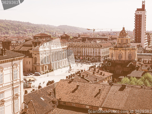 Image of Retro looking Aerial view of Turin
