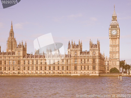 Image of Retro looking Houses of Parliament in London