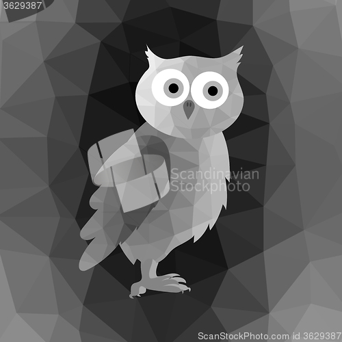 Image of Polygonal Owl on Grey Mosaic Background
