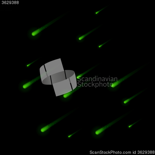 Image of Shooting Green Stars on Nignt Sky