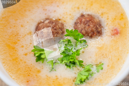 Image of Cheese soup with meat balls