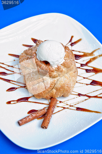 Image of apple strudel with ice cream