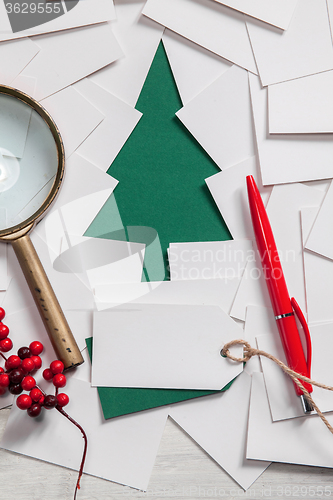 Image of Creative design of christmas background with paper for tree